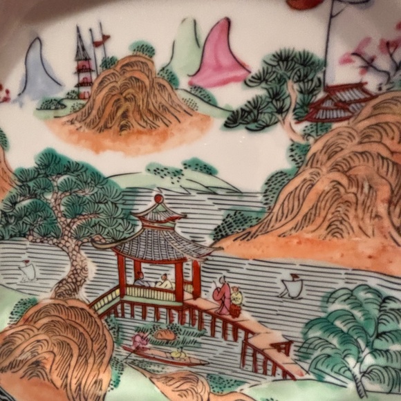 Asian Hand Painted Square Plate marked Zhilon - Picture 2 of 4